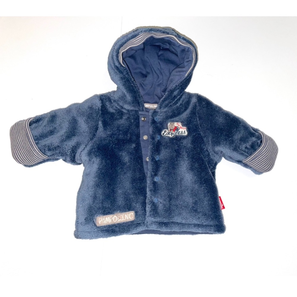 Pampolina Soft Cozy Blue Snap Hoodie Baby Jacket size Newborn NWT - Picture 2 of 9